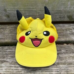 Pokemon Pikachu Trucker Hat Yellow 3D Ears Snapback Mesh Cap‎ OSFM  Cartooncore